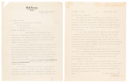 Lot #8007 William E. Boeing Typed Letter Signed, Preceding the Founding of Boeing: 