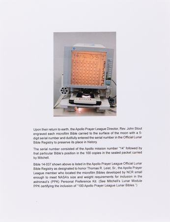 Lot #8310 Apollo 14 Flown Lunar Bible - Rare, Regally Presented Complete Microform of the King James Bible Carried to the Moon's Surface - Image 16
