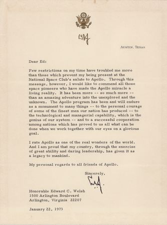 Lot #8460 Lyndon B. Johnson Typed Letter Signed,