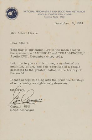 Lot #8392 Apollo 17 Flown Flag Flight-Certified by Gene Cernan - Image 3