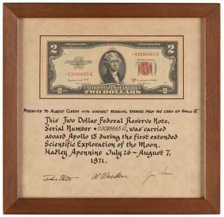 Lot #8346 Apollo 15 Flown $2 Dollar Bill with