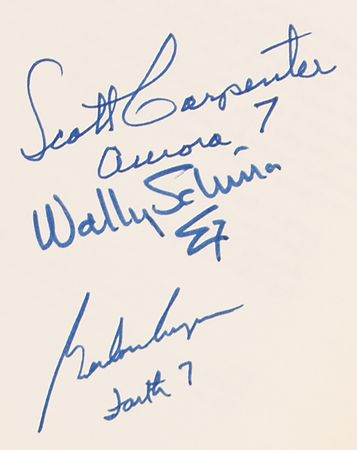 Lot #8041 Mercury Astronauts: Scott Carpenter, Wally Schirra, and Gordon Cooper Signed Book - This New Ocean: A History of Project Mercury - Image 2