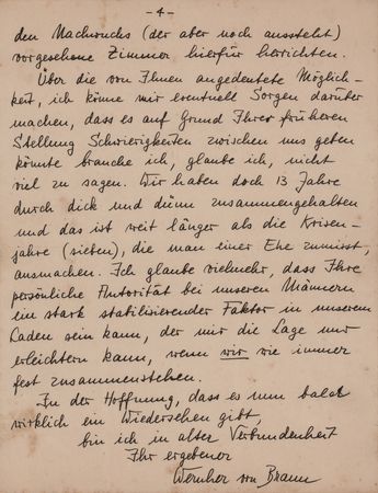 Lot #8505 Wernher von Braun Autograph Letter Signed on Jealousy Amongst His Rocket Team at Fort Bliss: 