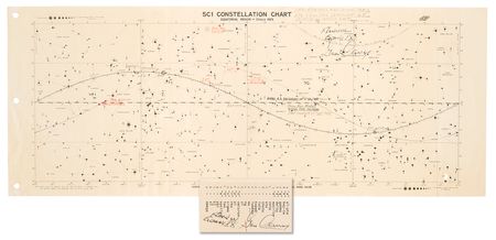 Lot #8081 Gemini 9 Flown Constellation Chart and Greek Alphabet Cue Card - Signed and Flight-Certified by Gene Cernan - Image 1