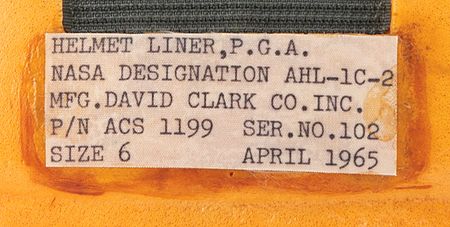 Lot #8494 Apollo Early A1-C Helmet Liner (David Clark, Co., 1965) - Image 3