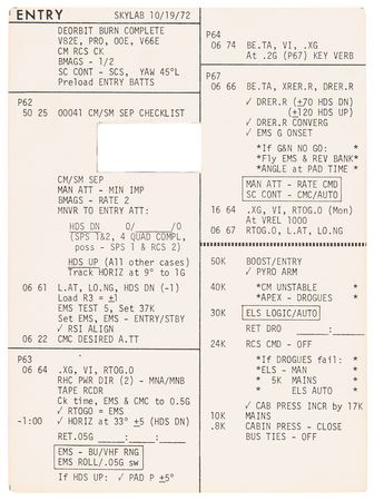 Lot #8523 Skylab 4 Cue Card - Attested as Flown - Image 1