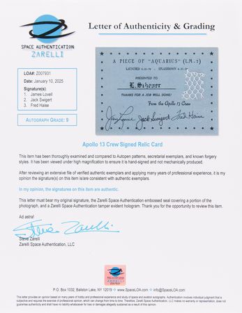 Lot #8284 Apollo 13 Crew-Signed Flown Lunar Module Netting Presentation - Image 4