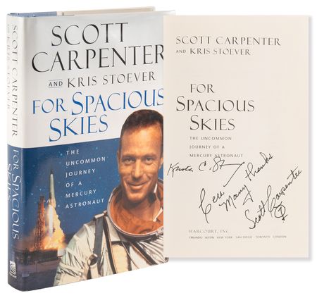 Lot #8038 Scott Carpenter Signed Book - For Spacious Skies - Image 1