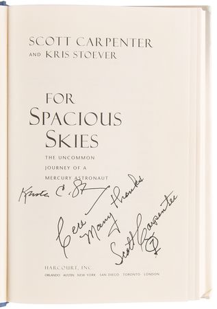 Lot #8038 Scott Carpenter Signed Book - For Spacious Skies - Image 4