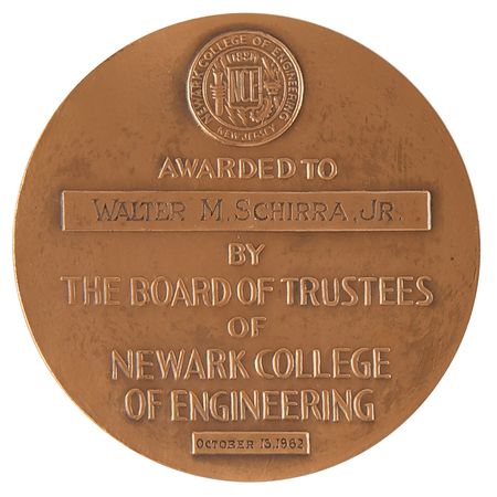 Lot #8061 Wally Schirra's 1962 'Edward F. Weston Distinguished Alumnus Award' Medal - Image 2