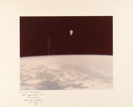 Lot #8541 Bruce McCandless Signed Oversized Photograph to the Program Manager of Project Gemini - Image 1