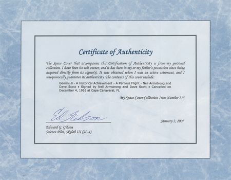 Lot #8077 Gemini 8 Signed 'Launch Day' Cover - From the Collection of Skylab Astronaut Ed Gibson - Image 3