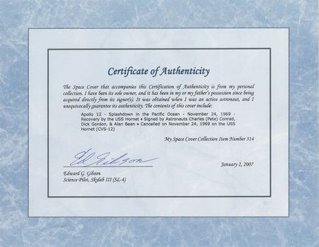 Lot #8252 Apollo 12 Signed 'Splashdown' Cover - From the Collection of Skylab Astronaut Ed Gibson - Image 3