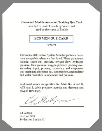 Lot #8524 Ed Gibson’s Skylab 4 Training-Used Cue Card - Image 4