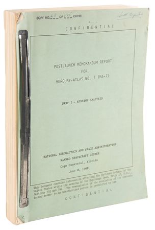 Lot #8035 Scott Carpenter's Postlaunch Memorandum Report for Mercury-Atlas 7 - Image 1