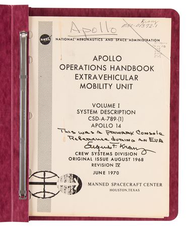 Lot #8506 Gene Kranz's Apollo 14 Operations Handbook ( Extra Vehicular Mobility Unit) - Image 2