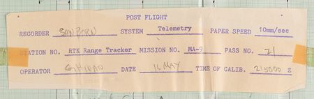 Lot #8042 Gordon Cooper: Mercury-Atlas 9 Original Tracking Station Printout (21st Pass) - Image 2