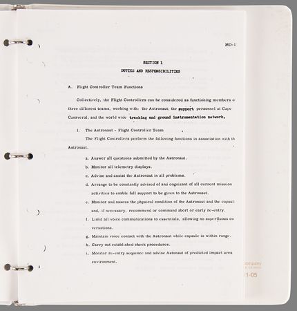 Lot #8509 Gene Kranz's Mercury Control Center - Flight Controller Procedures Manual (Preliminary) - Image 3