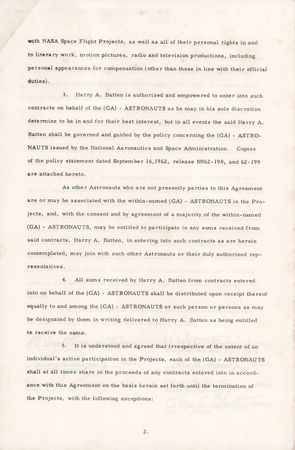 Lot #8030 Mercury Astronauts (6) Document Signed - Grissom and Company Hire a New Agent and Financial Advisor in October 1965 - Image 2