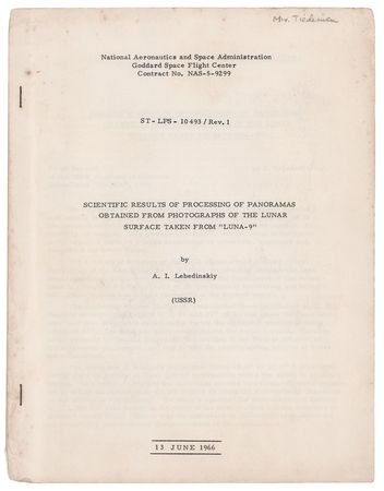 Lot #8651 Luna 9 'Lunar Surface Panorama Photographs' NASA Report (1966) - Image 1