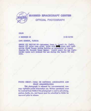 Lot #8111 James Lovell Signed Photograph - Image 2