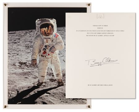 Lot #8202 Buzz Aldrin Signed Print and Limited Edition Moonfire Book - Image 1