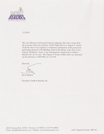 Lot #8507 Gene Kranz's 'Mission Control' Wire Patch - Image 2