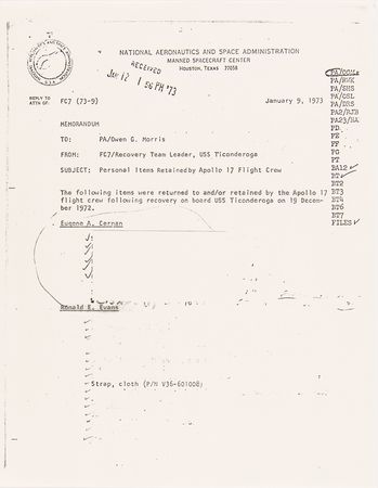 Lot #8395 Apollo 17 Cloth Strap (Attested as Flown) - From the Collection of CMP Ron Evans - Image 5