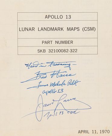 Lot #8279 Apollo 13 Training-Used 'Lunar Landmark Maps' Booklet Signed by James Lovell and Fred Haise - Image 2