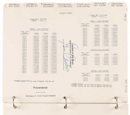Lot #8390 Gene Cernan's Apollo 17 Lunar Surface-Flown 'LM Data Card Book' - All (20) Pages Signed and Flight-Certified by CDR Cernan - Image 22