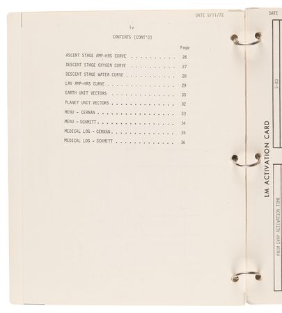 Lot #8390 Gene Cernan's Apollo 17 Lunar Surface-Flown 'LM Data Card Book' - All (20) Pages Signed and Flight-Certified by CDR Cernan - Image 4