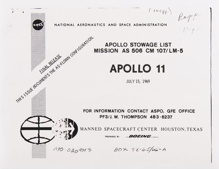 Lot #8176 Buzz Aldrin's Flight Data File Clip Flown on Apollo 11 - 