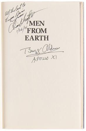 Lot #8221 Buzz Aldrin and Chris Kraft Signed Book - Men from Earth - Image 4