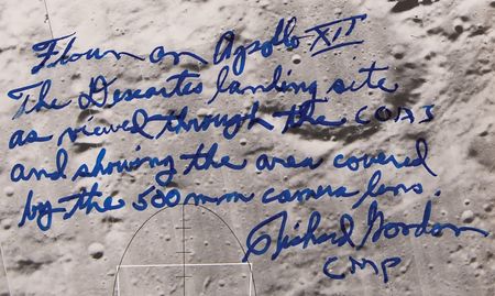 Lot #8247 Richard Gordon's Flown Apollo 12 'Landing Site Landmark Map' Page - Image 2