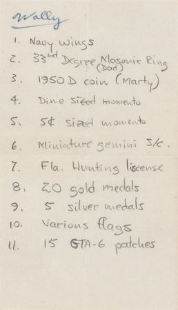 Lot #8115 Wally Schirra Handwritten Gemini 6 PPK Manifest - Image 1