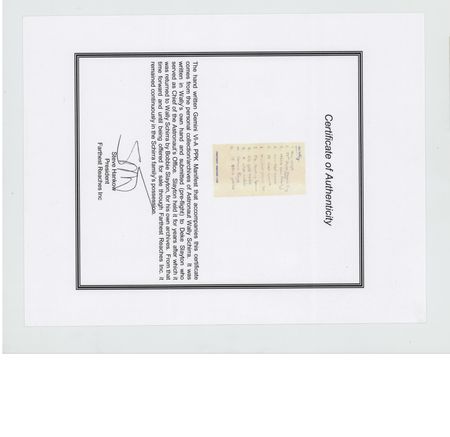 Lot #8115 Wally Schirra Handwritten Gemini 6 PPK Manifest - Image 3
