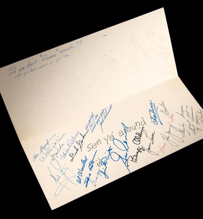 Lot #8194 Apollo 11 Signed 'Get Well' Card with (13) Apollo Astronaut Signatures - Presented to an Astronaut Office Secretary - Image 1