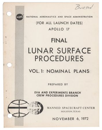 Lot #8451 Apollo 15, 16, and 17 'EVA and Lunar Surface' Manuals and Documents - Image 2