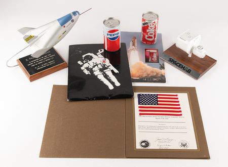 Lot #8606 Space Archive of S. Neil Hosenball, NASA's General Counsel, with Flown Flags, Certificates, 'Space Cans,' and a Rare 'Goddard Space Flight Center' Rocket Model - Image 7