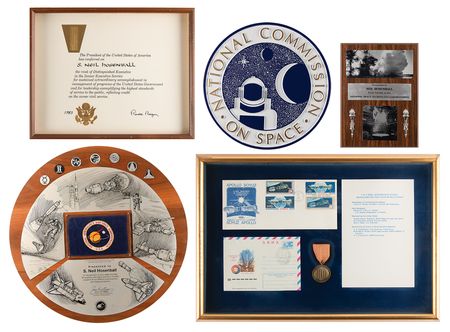Lot #8606 Space Archive of S. Neil Hosenball, NASA's General Counsel, with Flown Flags, Certificates, 'Space Cans,' and a Rare 'Goddard Space Flight Center' Rocket Model - Image 9