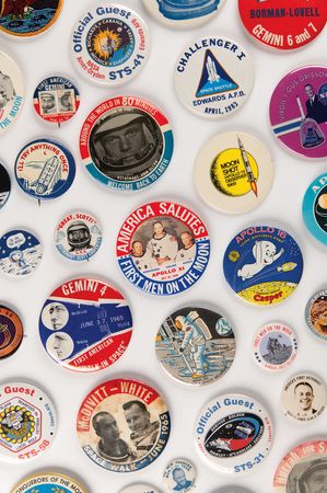 Lot #8428 Mercury, Gemini, Apollo, and Space Shuttle Pins and Buttons Collection (250+) - Image 1