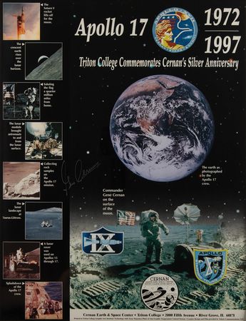 Lot #8410 Gene Cernan Signed Poster - 25th Anniversary of Apollo 17 (16.5? x 21.5?) - Image 2