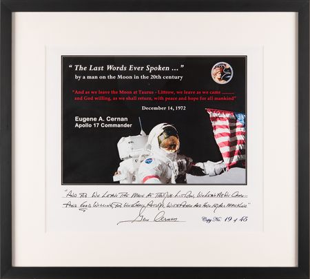 Lot #8411 Gene Cernan Signed Print - 'The Last Words Ever Spoken' (Ltd. Ed. #19/45) - Image 1