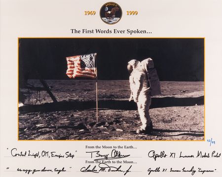 Lot #8220 Buzz Aldrin and Charlie Duke Signed Print - 'The First Words Ever Spoken' (Ltd. Ed. #93/99) - Image 2