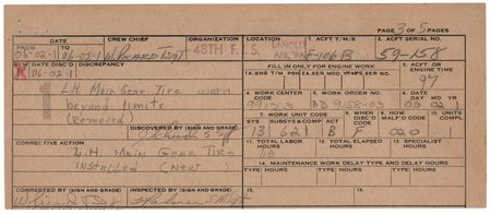 Lot #8050 Gus Grissom Document Signed - F-106B Maintenance Report - Image 2