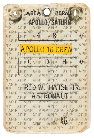 Lot #8370 Apollo 16 Crew Badge - From the Personal Collection of Backup CDR Fred Haise - Image 1