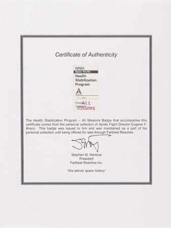 Lot #8508 Space Shuttle Health Stabilization Program Badges (2) - From the Personal Collection of Gene Kranz - Image 3