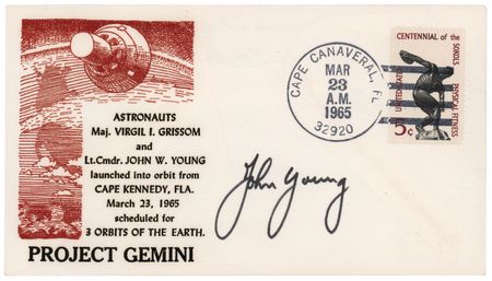 Lot #8120 John Young Signed Gemini 3 Launch Day Cover - From the Personal Collection of Skylab Astronaut Ed Gibson - Image 1