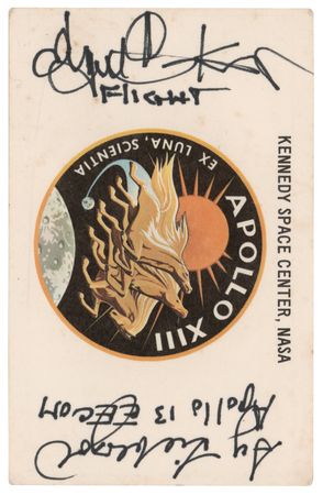 Lot #8512 Gene Kranz and Sy Liebergot Signed Apollo 13 Launch Pass - Image 1