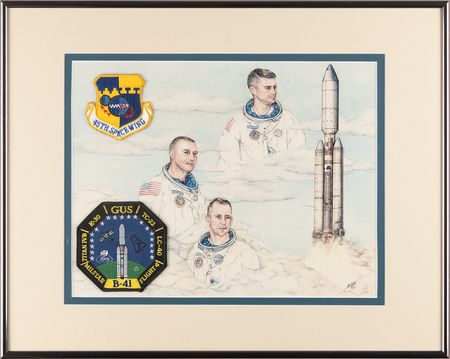 Lot #8125 Apollo 1 Memorial Print with (2) Embroidered Patches (Ltd. Ed #8/15) - 20.25˝ x 16.25˝ - Image 1